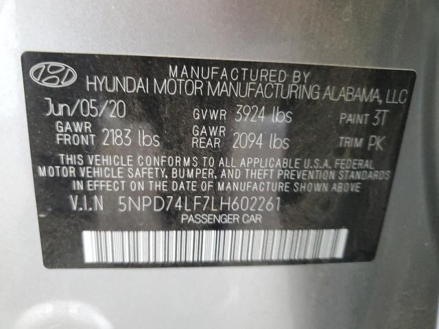 5NPD74LF7LH602261 Hyundai ELANTRA SE