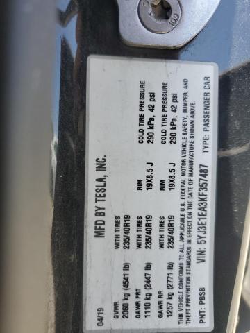 5YJ3E1EA3KF357487 Tesla 2019