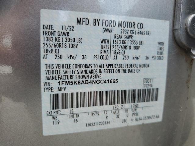 1FM5K8AB4NGC41665 Ford EXPLORER P