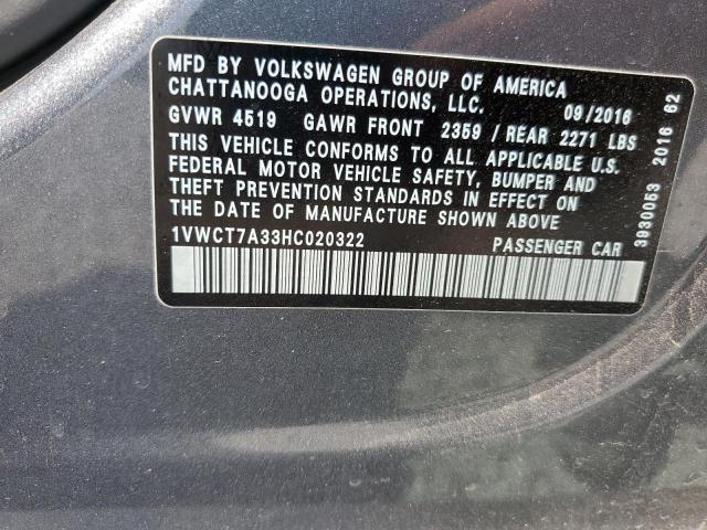 1VWCT7A33HC020322 Volkswagen 1.8 tsi