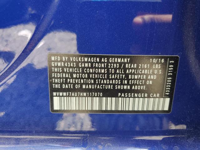 WVWWF7AU7HW117070 Volkswagen Golf R