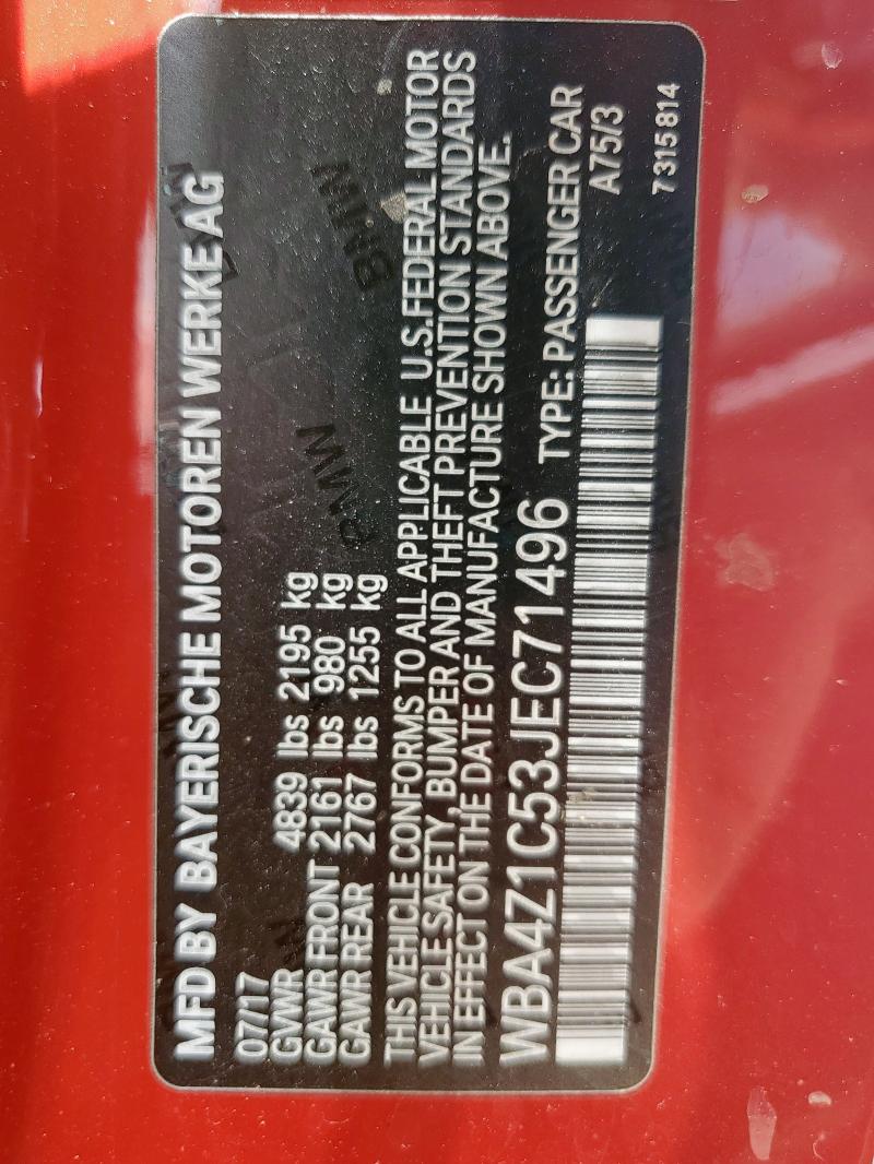 WBA4Z1C53JEC71496 BMW 430I