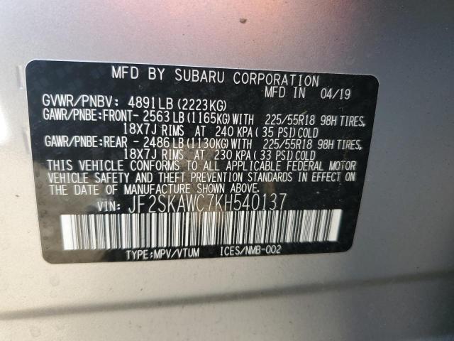 JF2SKAWC7KH540137 Subaru naturally aspirated u5