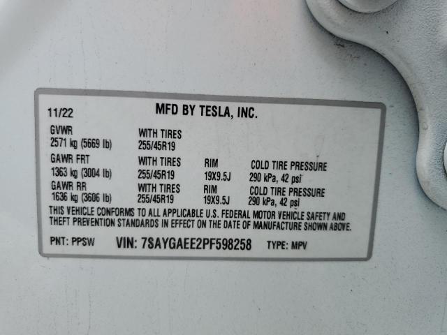 7SAYGAEE2PF598258 Tesla 2023