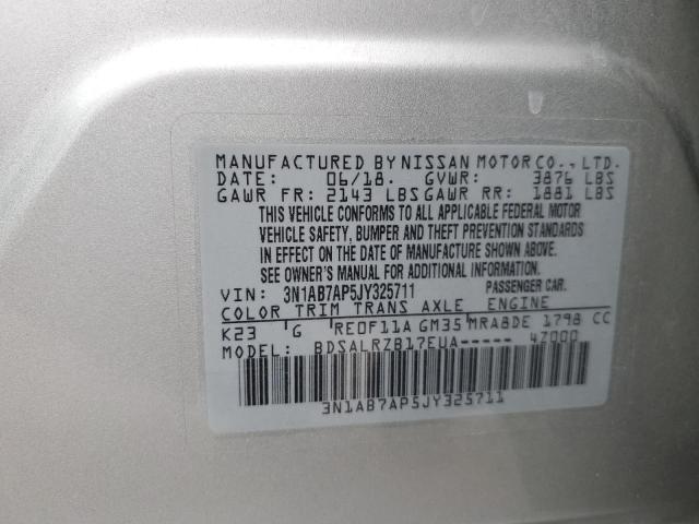 3N1AB7AP5JY325711 Nissan 2018