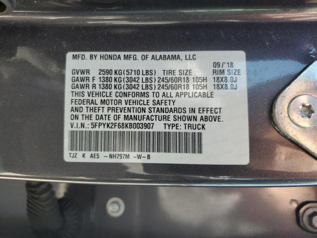 5FPYK2F68KB003907 Honda j35y6