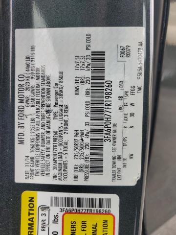 3FA6P0H77FR198260 Ford FUSION SE