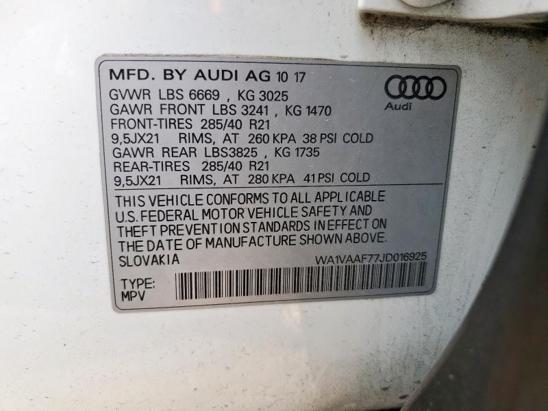 WA1VAAF77JD016925 Audi Q7 PRESTIG