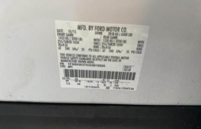 1FM5K8GT0GGB18920 Ford EXPLORER S