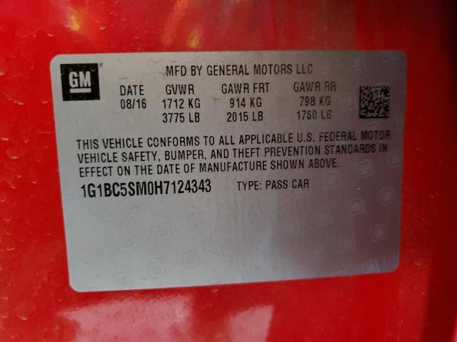 1G1BC5SM0H7124343 Chevrolet le2 -di: direct injection, vvt: variable valve timing, gen, alum