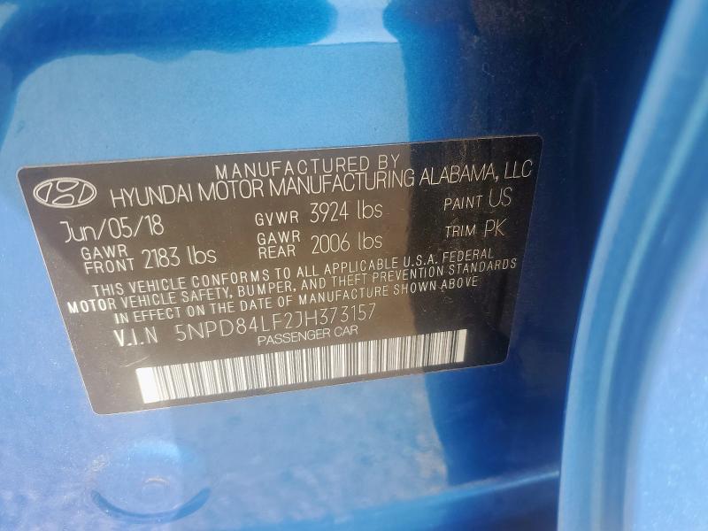 5NPD84LF2JH373157 Hyundai ELANTRA SE