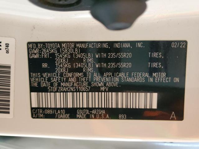 5TDFZRAH2NS110657 Toyota 2gr-fks