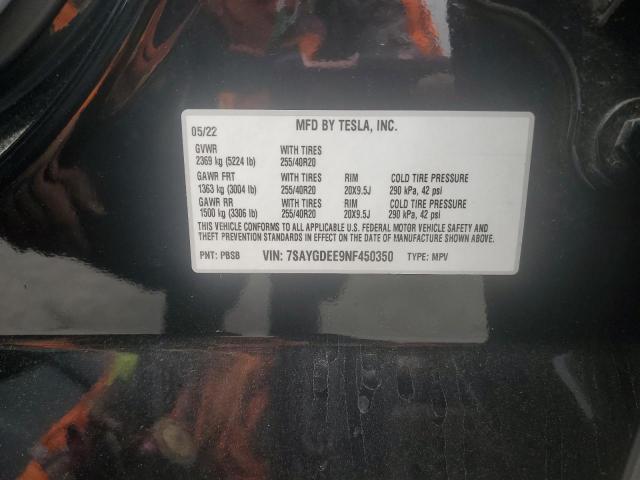 7SAYGDEE9NF450350 Tesla Model Y