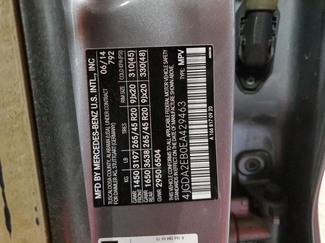 4JGDA2EB0EA429463 Mercedes-Benz ML 350 BLU