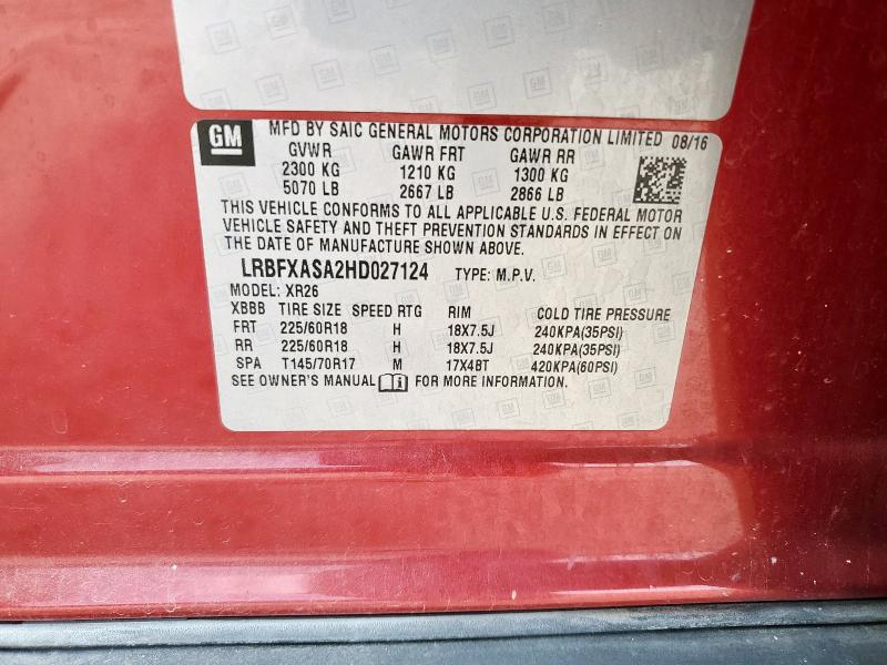 LRBFXASA2HD027124 Buick ENVISION P