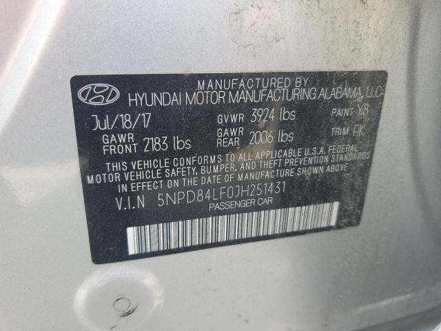 5NPD84LF0JH251431 Hyundai ELANTRA SE