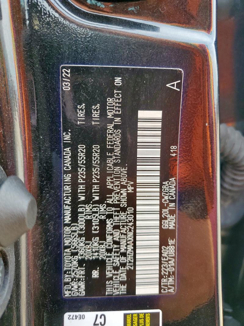 2T2HZMAAXNC243010 Lexus RX 350