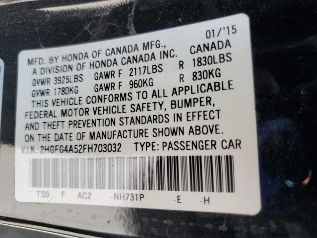 2HGFG4A52FH703032 Honda k24z7