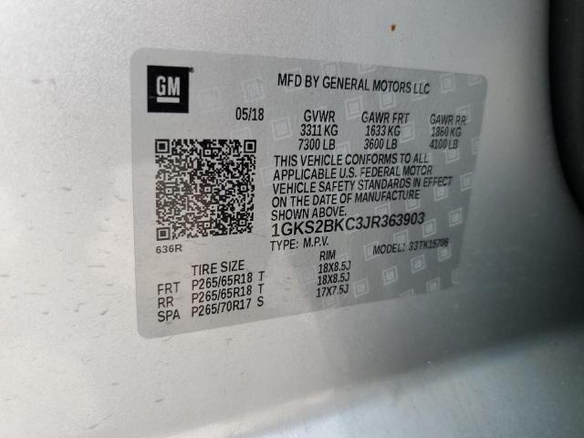 1GKS2BKC3JR363903 GMC YUKON SLT