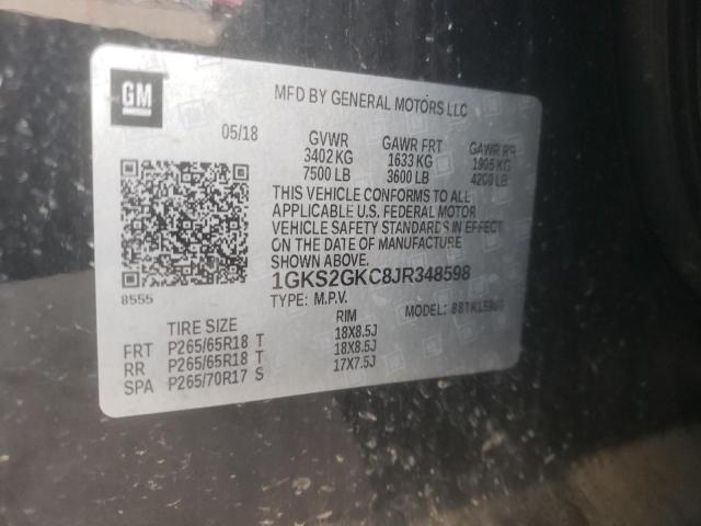 1GKS2GKC8JR348598 GMC Yukon Xl K1500 Slt