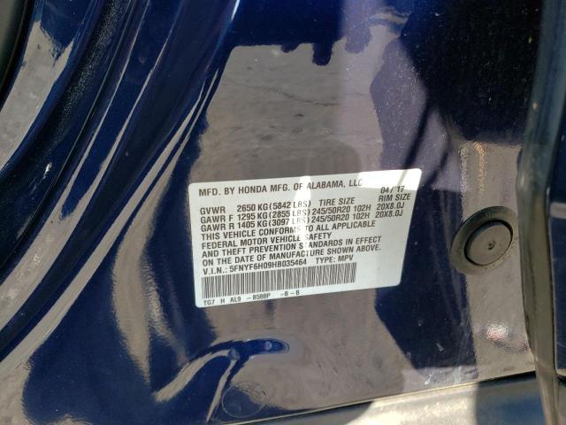 5FNYF6H09HB035464 Honda Pilot Elite