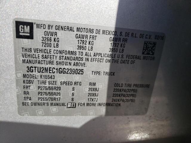 3GTU2NEC1GG239025 GMC Sierra K1500 Slt