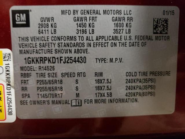 1GKKRPKD1FJ254430 GMC ACADIA SLE