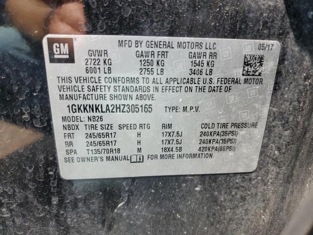 1GKKNKLA2HZ305165 GMC ACADIA SLE