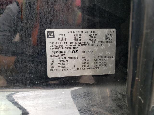 1GKS2BKC6HR149630 GMC YUKON SLT