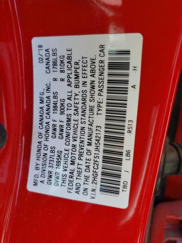 2HGFC2F51JH542173 Honda Civic Lx