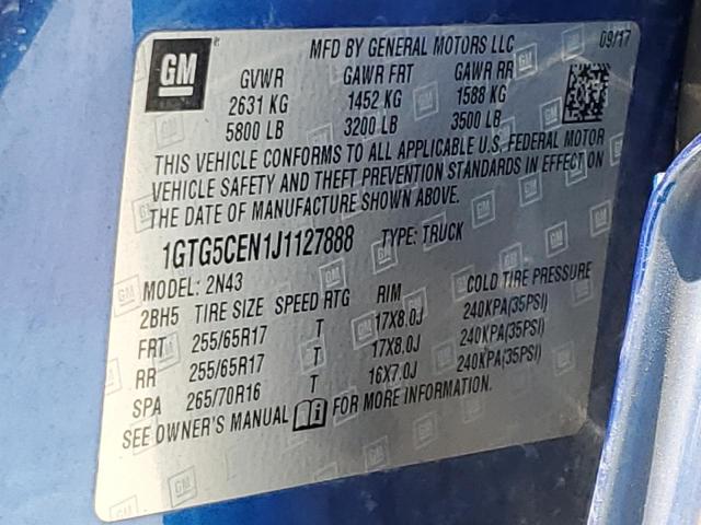 1GTG5CEN1J1127888 GMC CANYON SLE