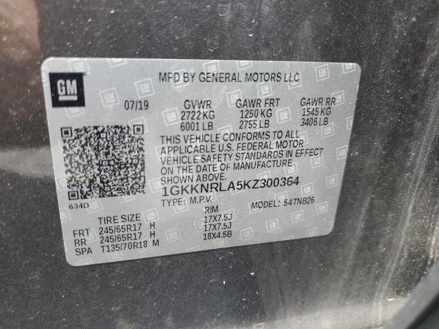 1GKKNRLA5KZ300364 GMC ACADIA SLE