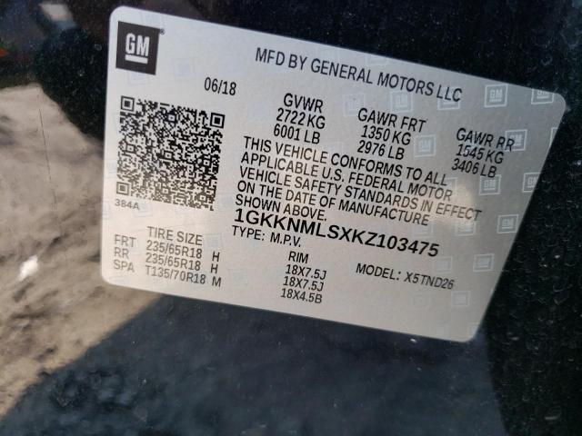 1GKKNMLSXKZ103475 GMC Acadia Slt-1