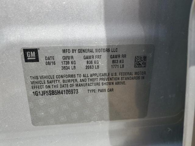 1G1JF5SB5H4106973 Chevrolet Sonic Premier