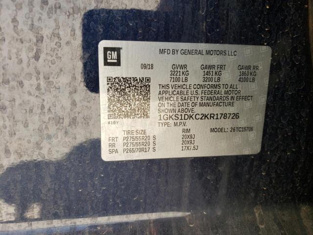 1GKS1DKC2KR178726 GMC YUKON SLT