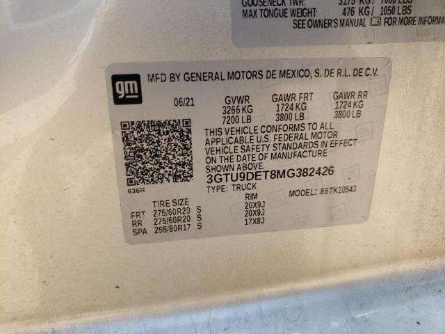 3GTU9DET8MG382426 GMC Sierra K1500 Slt