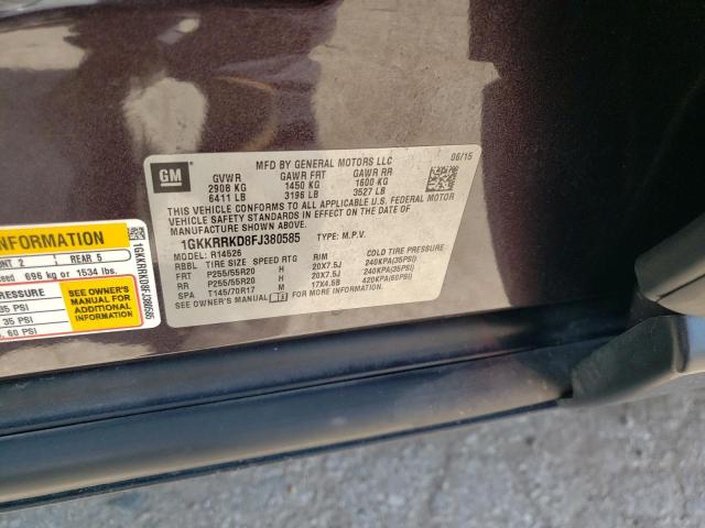 1GKKRRKD8FJ380585 GMC Acadia Slt-1