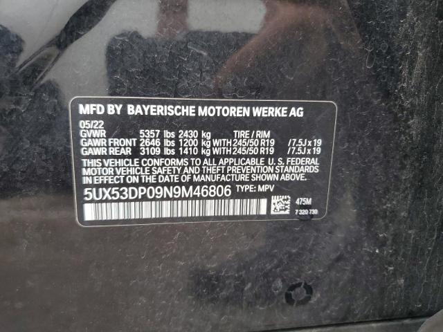 5UX53DP09N9M46806 BMW X3 Xdrive30i