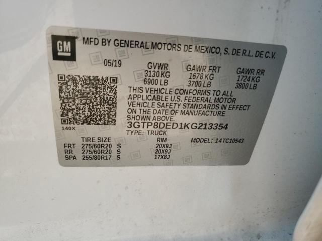 3GTP8DED1KG213354 GMC Sierra C1500 Slt