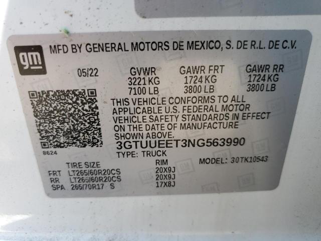 3GTUUEET3NG563990 GMC Sierra K1500 At4