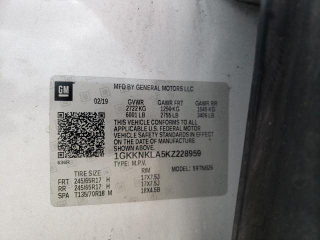 1GKKNKLA5KZ228959 GMC ACADIA SLE