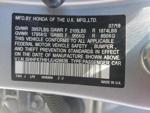 SHHFK7H91JU426636 Honda Civic Sport Touring