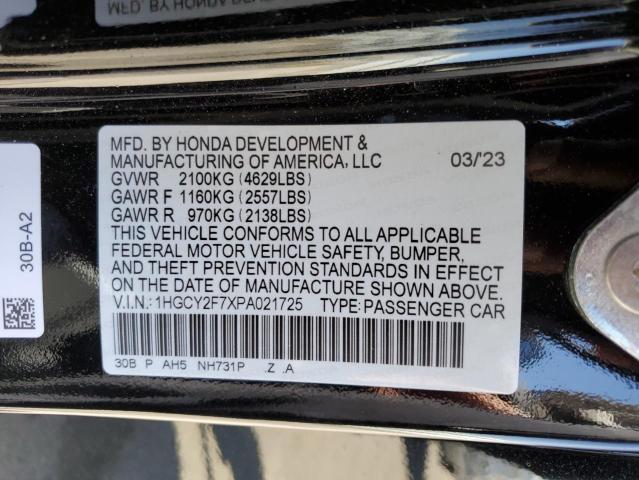 1HGCY2F7XPA021725 Honda Accord Hybrid Sport-l