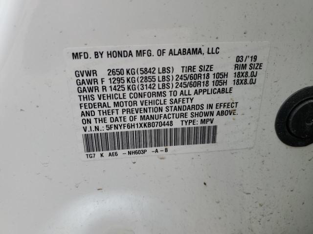 5FNYF6H1XKB070448 Honda PILOT LX