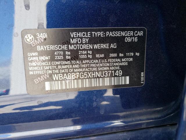 WBA8B7G5XHNU37149 BMW 340 XI