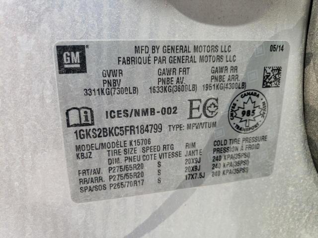 1GKS2BKC5FR184799 GMC YUKON SLT