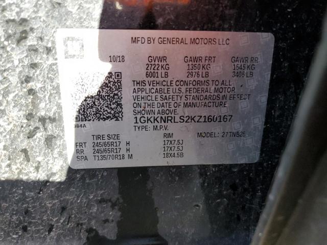 1GKKNRLS2KZ160167 GMC ACADIA SLE