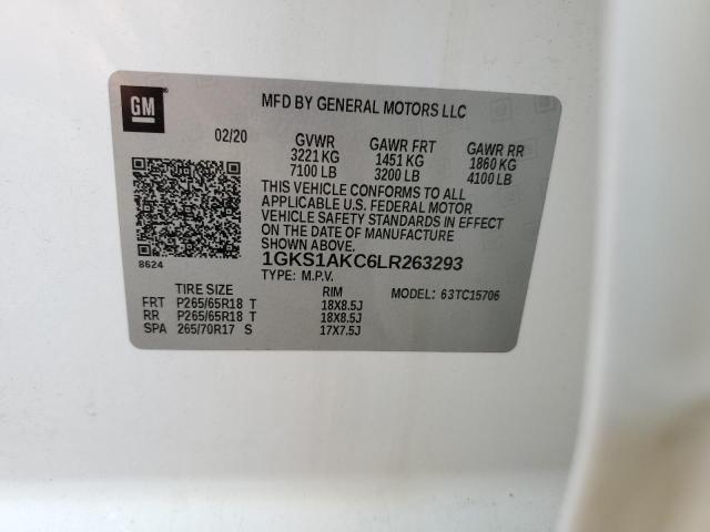 1GKS1AKC6LR263293 GMC YUKON SLE