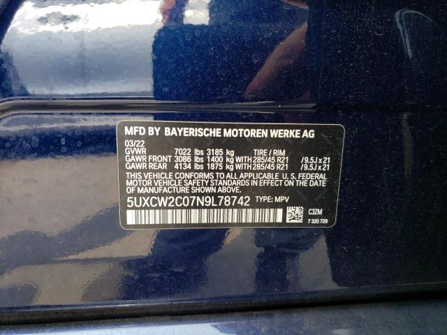 5UXCW2C07N9L78742 BMW X7 Xdrive40i