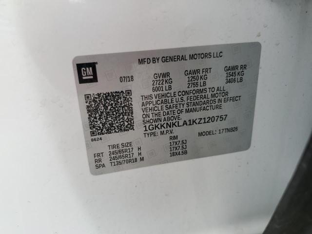 1GKKNKLA1KZ120757 GMC ACADIA SLE